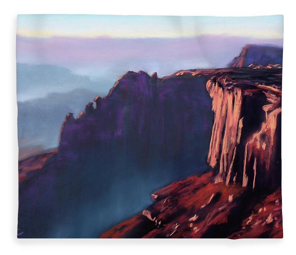 Landscape Fleece Blanket featuring the painting Beyond This Place by Sandi Snead