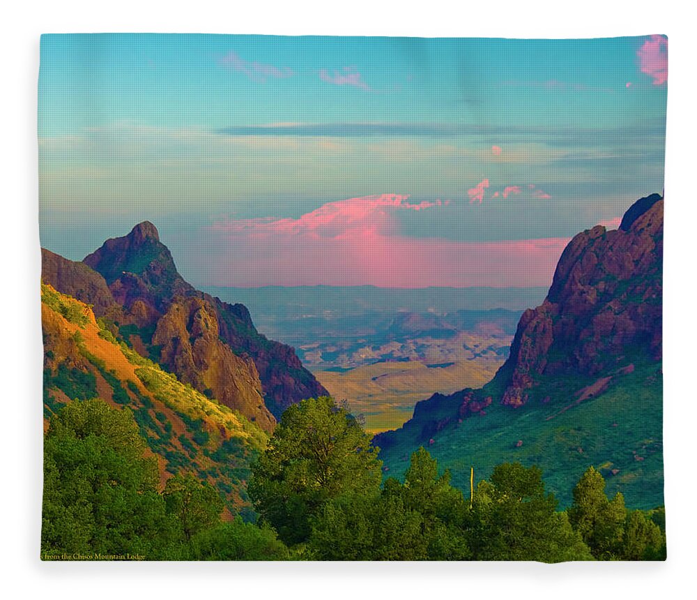 Big Bend Fleece Blanket featuring the photograph Big Bend Texas from the Chisos Mountain Lodge by Gary Grayson