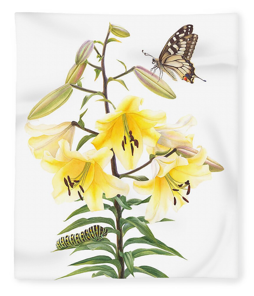 Esperoart Fleece Blanket featuring the painting Big Brother Lily by Espero Art