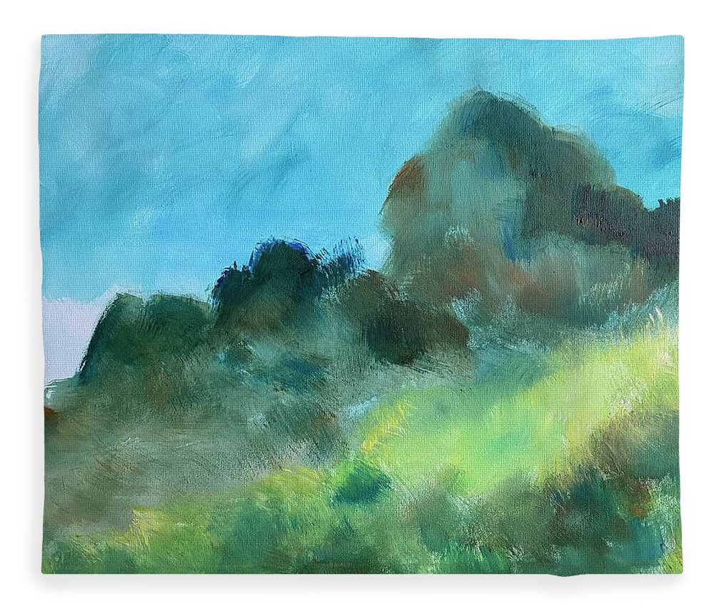 Big Brushwork Fleece Blanket featuring the painting Big Brush Mountain by Suzanne Giuriati Cerny
