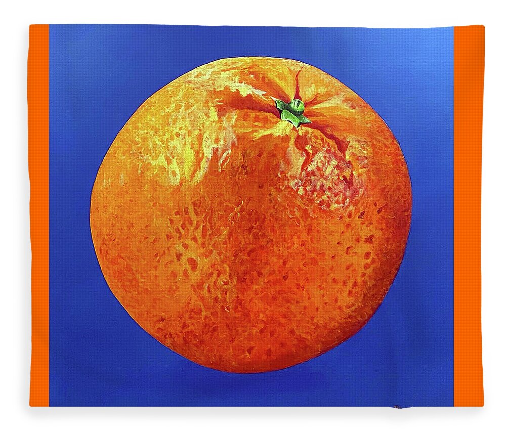 Big Orange Fleece Blanket featuring the painting Big Orange by Thomas Blood
