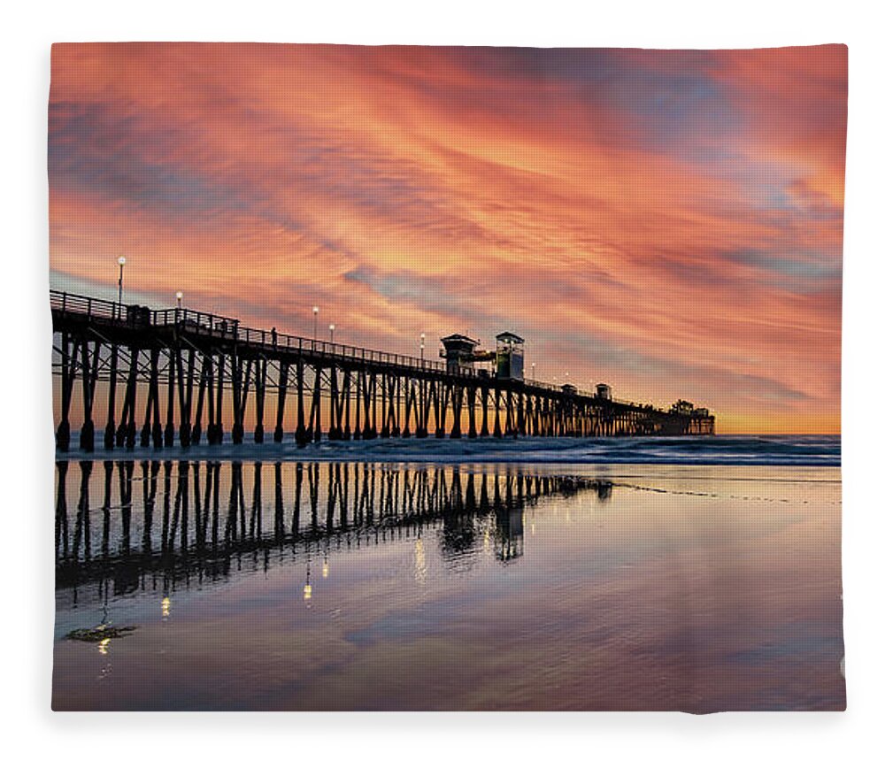Beach Fleece Blanket featuring the photograph Big Reflections at Low Tide by David Levin