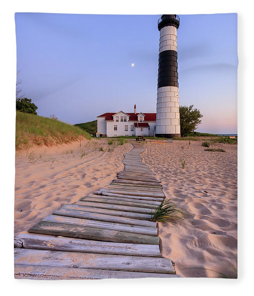 3scape Photos Fleece Blanket featuring the photograph Big Sable Point Lighthouse by Adam Romanowicz