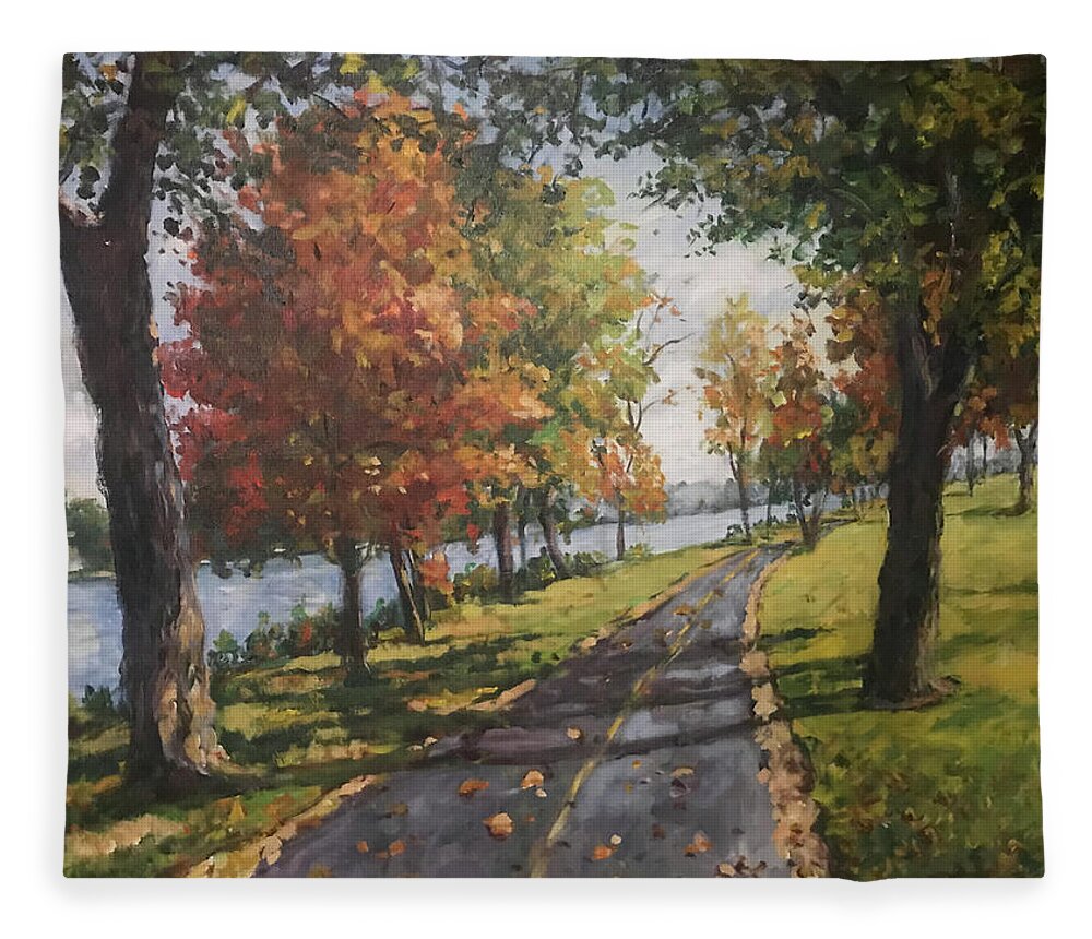 Landscape Fleece Blanket featuring the painting Bike Path by Ingrid Dohm