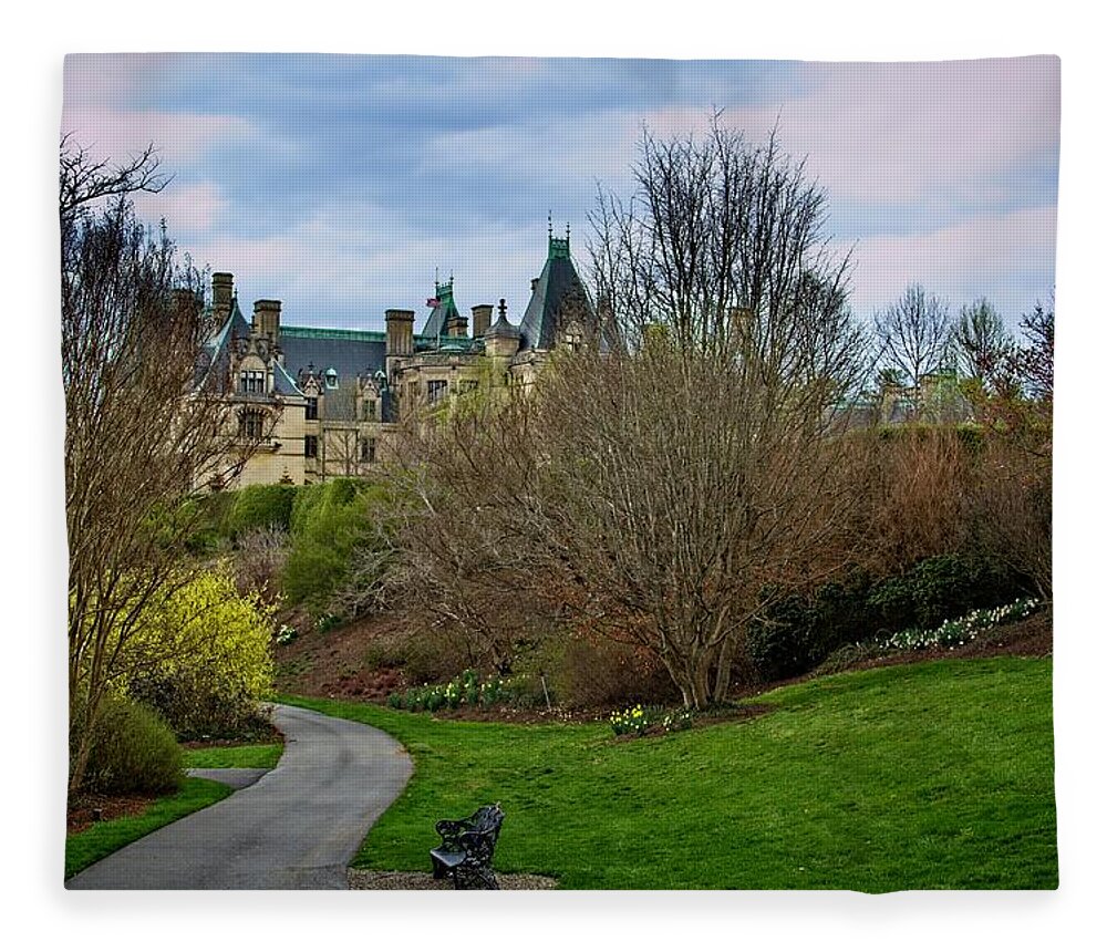 Path Fleece Blanket featuring the photograph Biltmore House Garden Path by Allen Nice-Webb