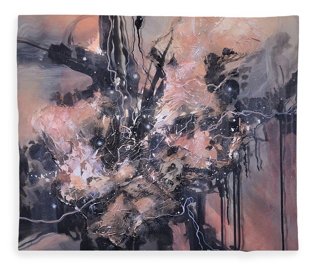 Abstract Fleece Blanket featuring the painting Bio-synthetic by Tom Shropshire