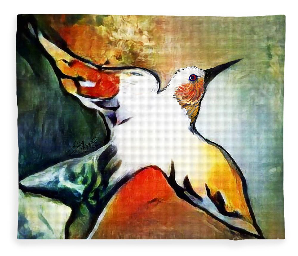 American Art Fleece Blanket featuring the digital art Bird Flying Solo 009 by Stacey Mayer