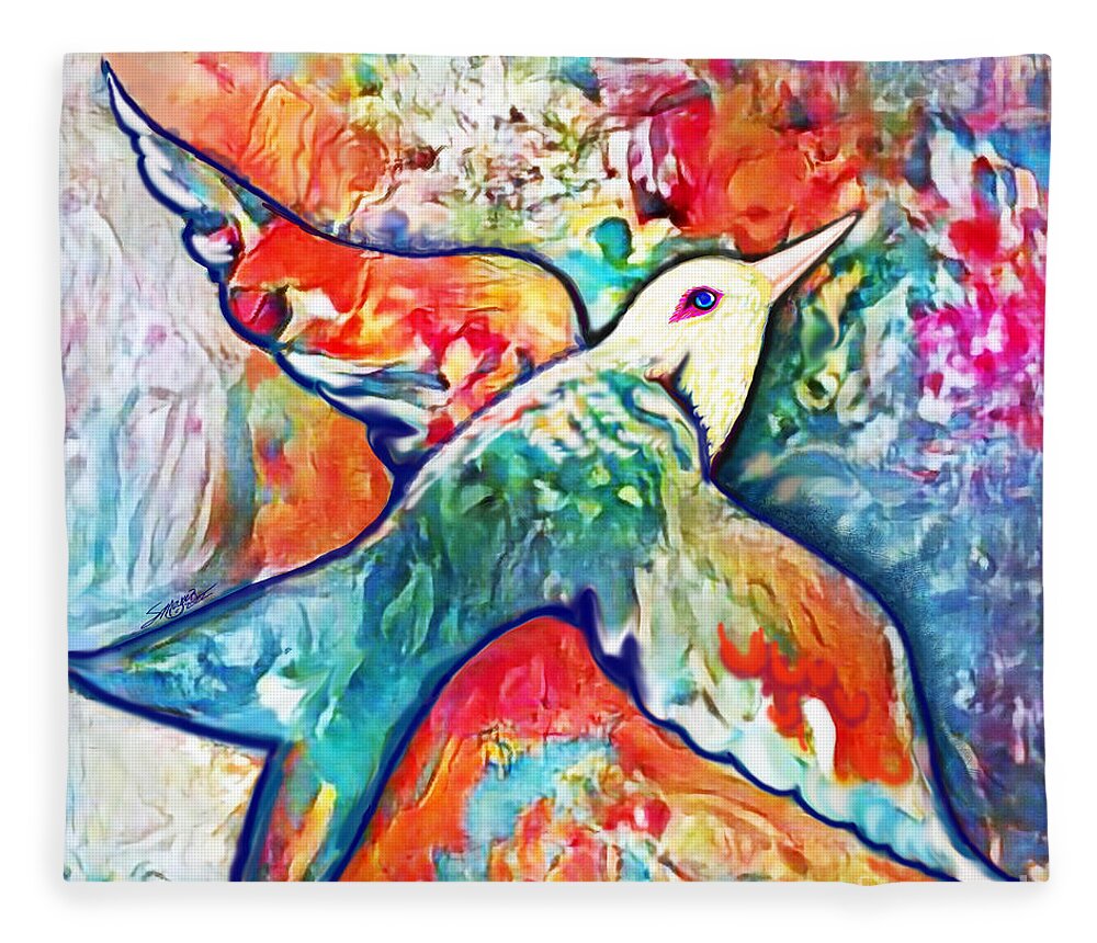 American Art Fleece Blanket featuring the digital art Bird Flying Solo 011 by Stacey Mayer