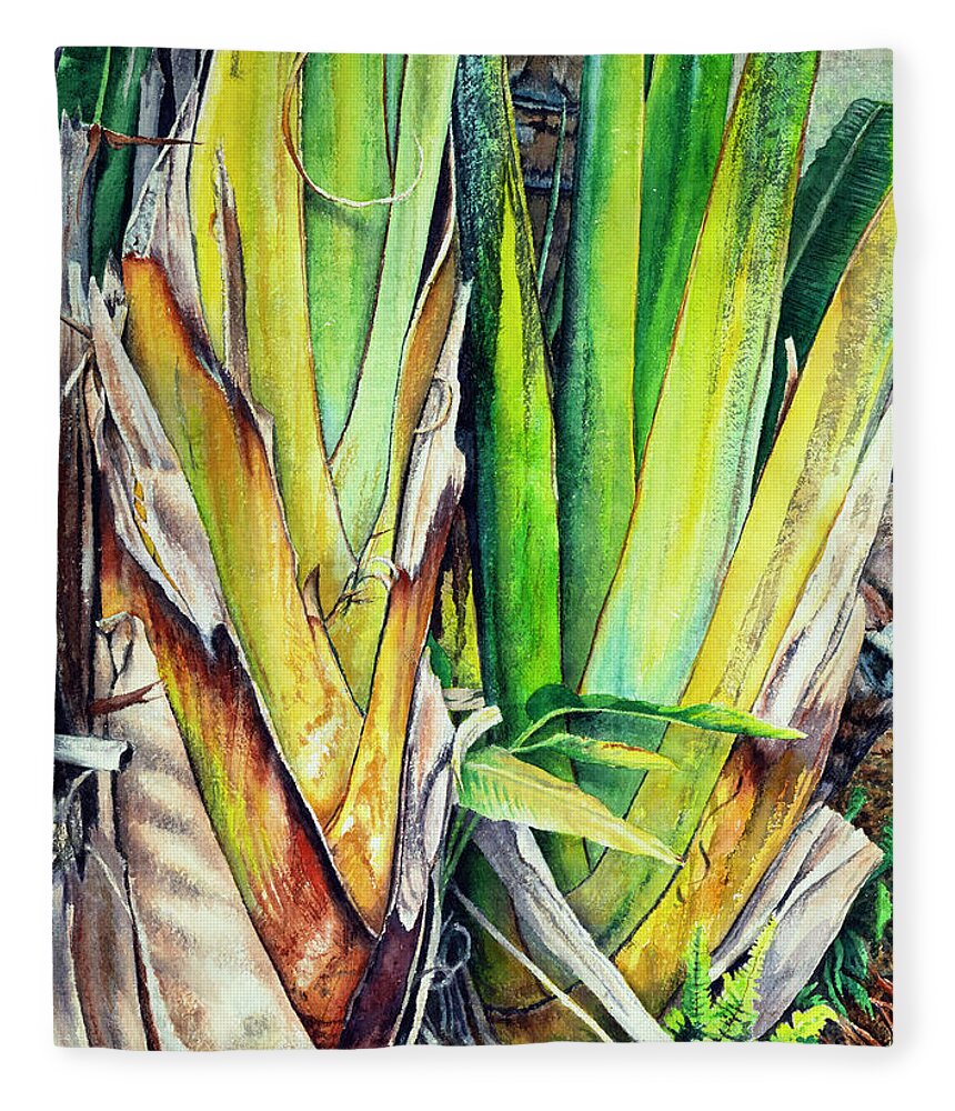 Tropical Fleece Blanket featuring the painting Bird of Paradise 2 by Lisa Tennant