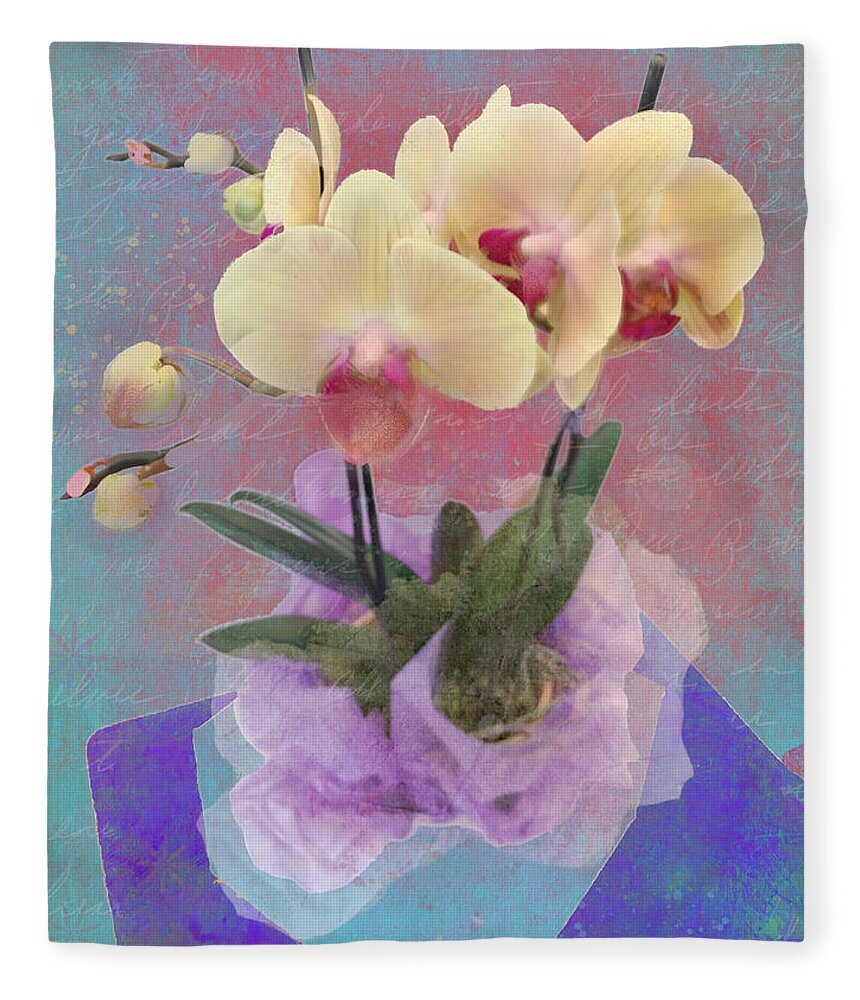 'wall Art' Fleece Blanket featuring the photograph Birthday Orchids by Carol Whaley Addassi