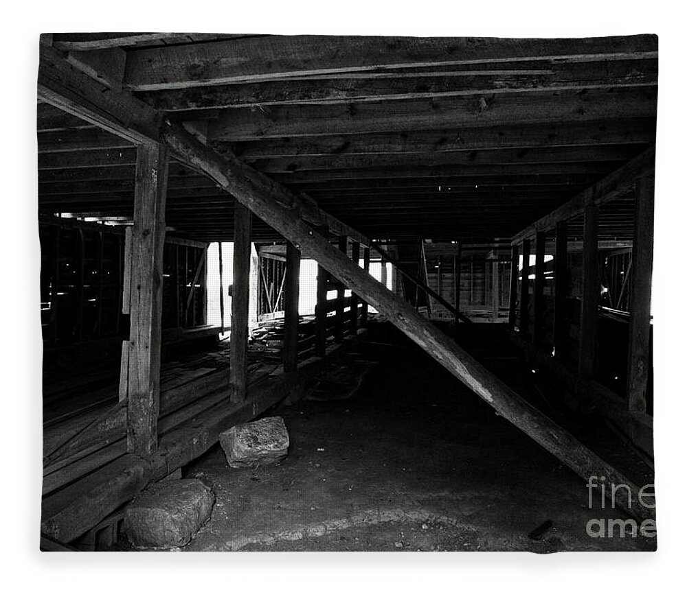 Cades Cove Fleece Blanket featuring the photograph Black and White Barn by Phil Perkins