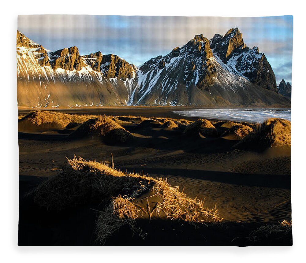 Iceland Fleece Blanket featuring the photograph The Language Of Light - Black Sand Beach, Iceland by Earth And Spirit