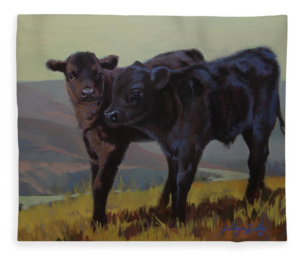Range Animals Fleece Blanket featuring the painting Black Velvet by Carolyne Hawley