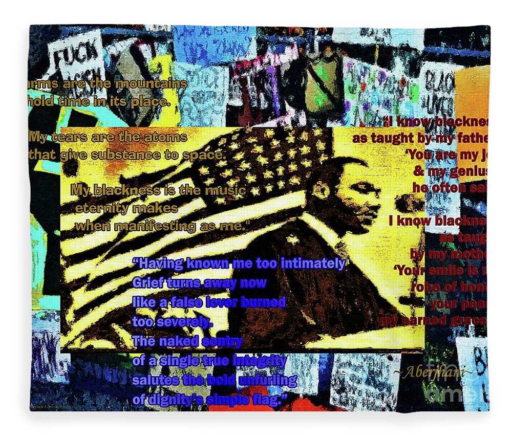 Juneteenth Fleece Blanket featuring the mixed media Blackness as Taught by My Father by Aberjhani