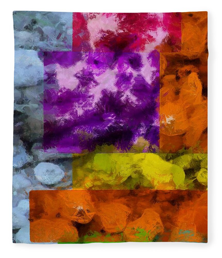 Blocks Fleece Blanket featuring the mixed media Blocks and Stones by Christopher Reed