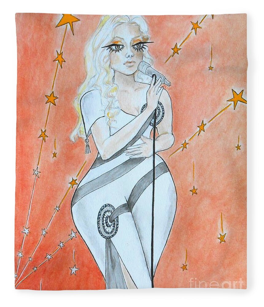 Blond Fleece Blanket featuring the painting Blond Bombshell No. 1 by Jayne Somogy
