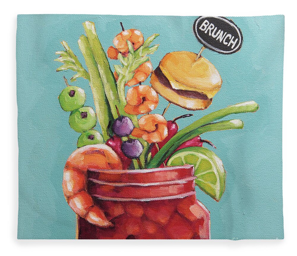 Bloody Mary Fleece Blanket featuring the painting Bloody Mary Brunch by Lucia Stewart