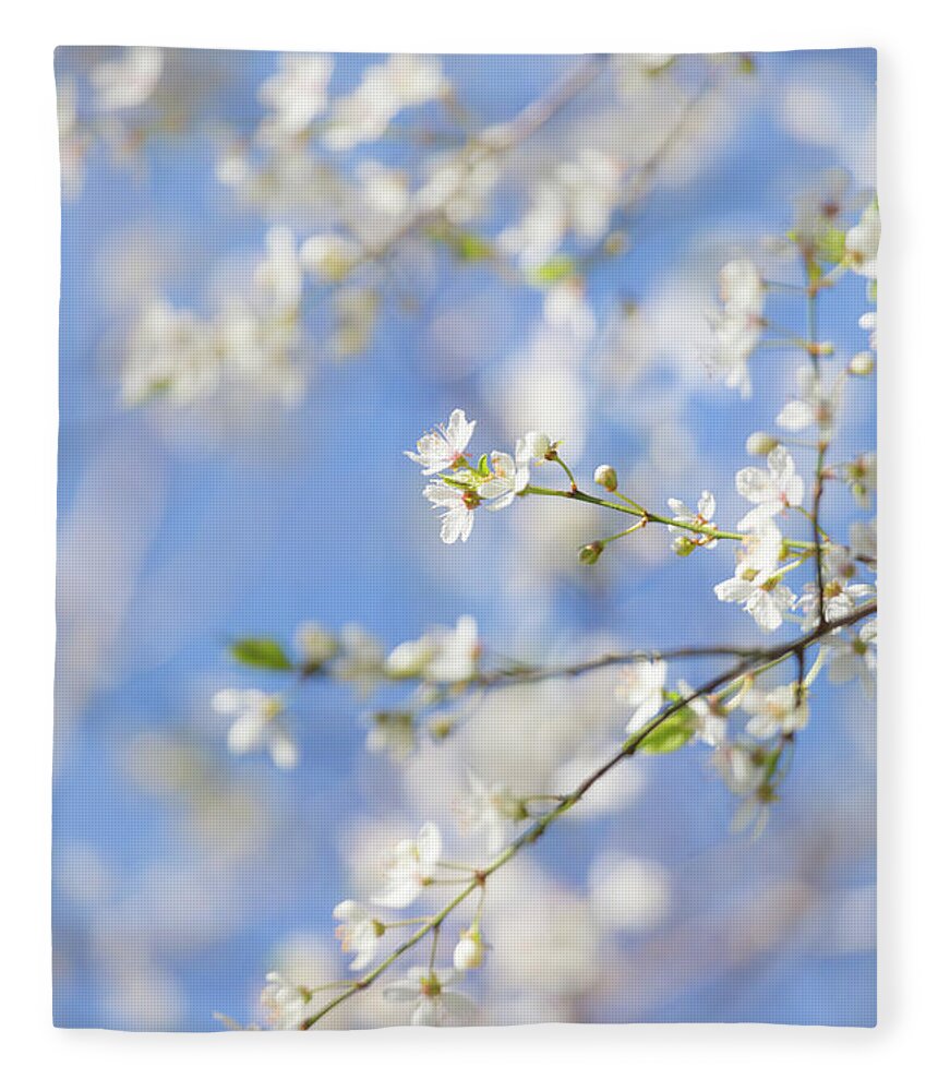 Blossom Fleece Blanket featuring the photograph Blossom and Blue Skies by Anita Nicholson