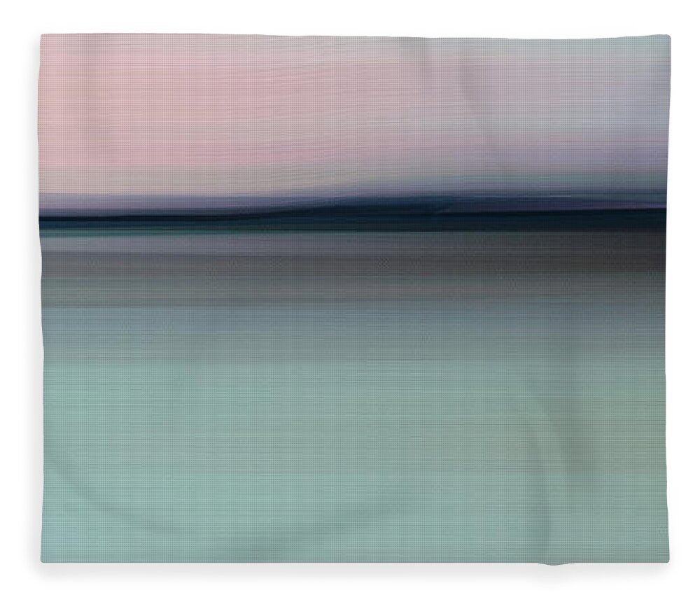 Pink Fleece Blanket featuring the painting Blue And Pink Large Abstract Beach Landscape Painting by iAbstractArt