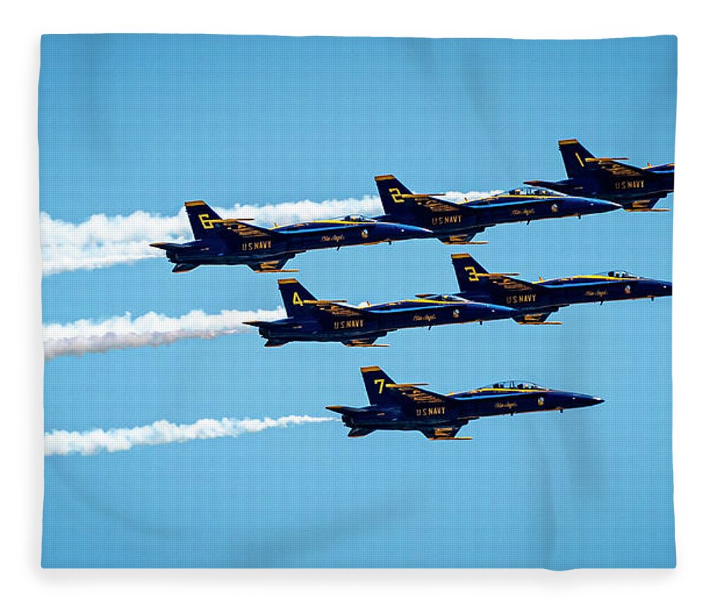 Blue Fleece Blanket featuring the photograph Blue Angels over Houston by David Morefield