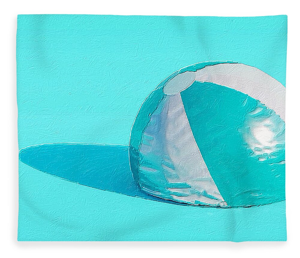 Wave Fleece Blanket featuring the painting Blue Beach Ball by Tony Rubino