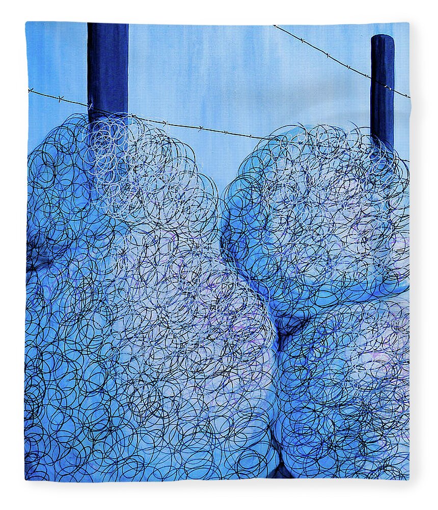 Tumbleweeds Fleece Blanket featuring the painting Blue Blue Tumbles by Ted Clifton