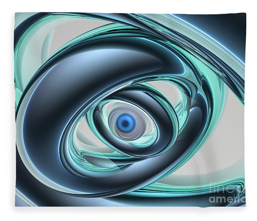 Digital Art Fleece Blanket featuring the digital art Blue Eyes of A Machine by Phil Perkins