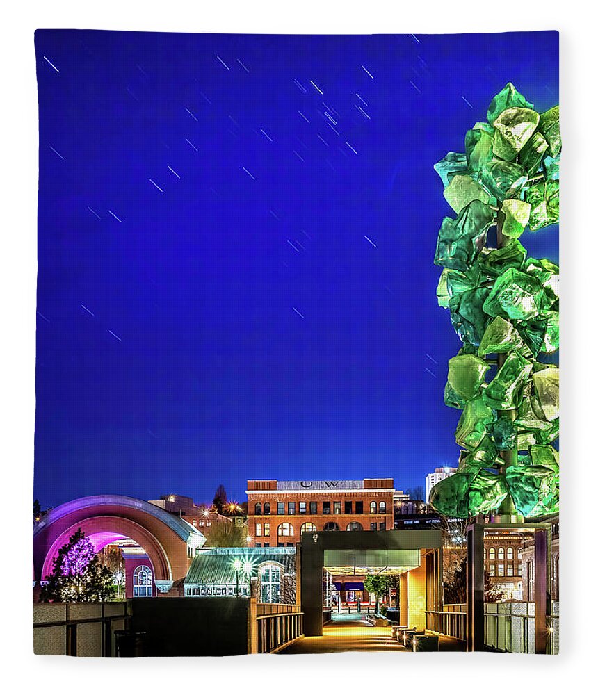 Blue Fleece Blanket featuring the photograph Blue Hour on the MOG Pedestrian Bridge by Rob Green