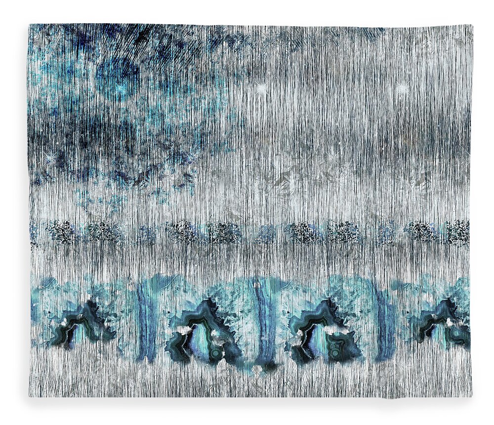 Improvisation Fleece Blanket featuring the digital art Blue Improvisation 3141 by Bentley Davis