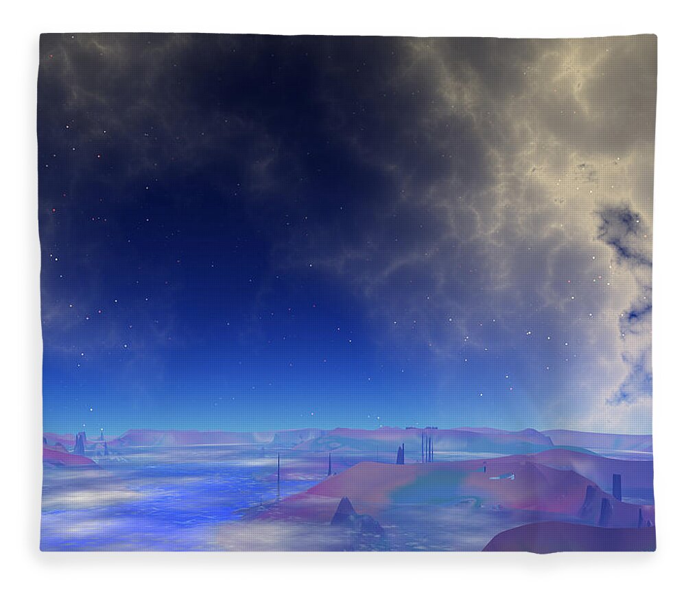 Blue Fleece Blanket featuring the digital art Blue Psyche by Bernie Sirelson