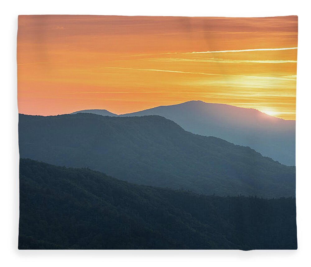 Linville Gorge Fleece Blanket featuring the photograph Blue ridge Mountains Linville Gorge Hawksbill Mountain North Carolina by Jordan Hill