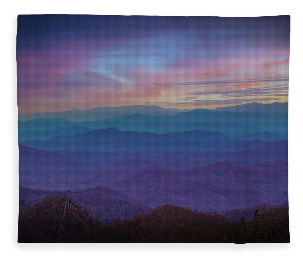 Brp Fleece Blanket featuring the photograph Blue Ridge Sunset by Nick Noble