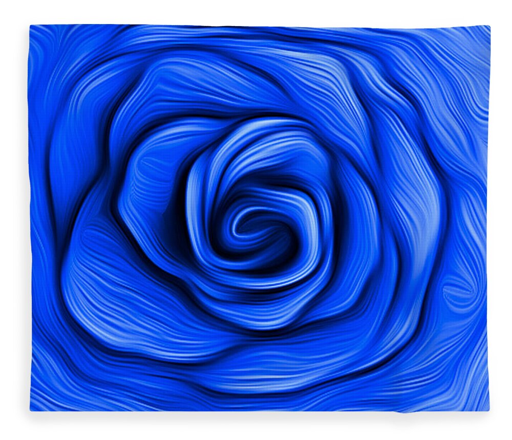 Flower Fleece Blanket featuring the digital art Blue Rose by Ronald Mills
