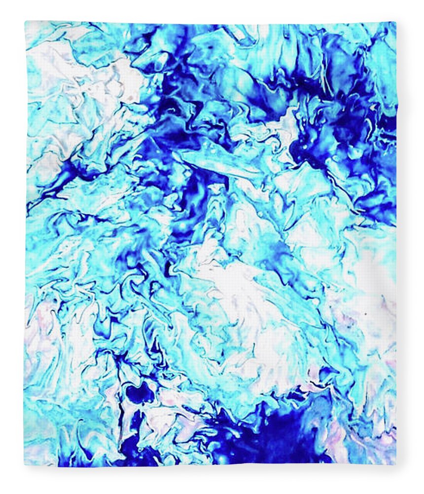 Blue Water Fleece Blanket featuring the painting Blue Showers by Anna Adams