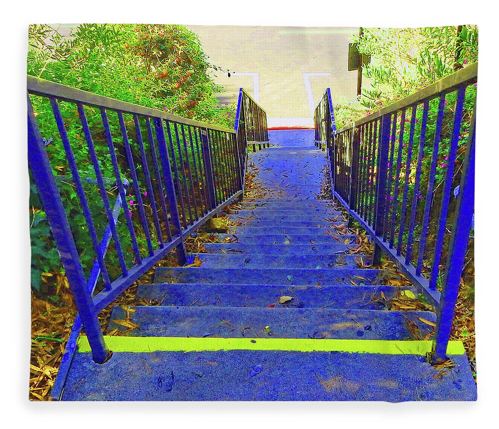Blue Fleece Blanket featuring the photograph Blue Stairway by Andrew Lawrence
