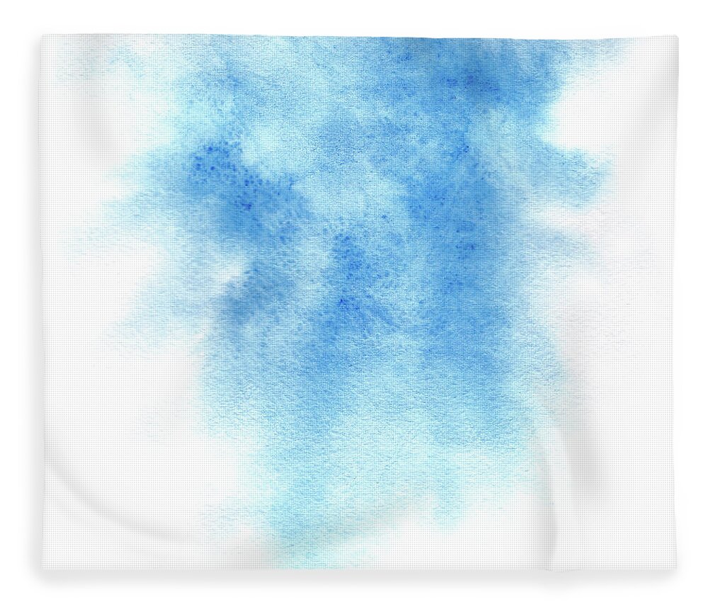 Blue Fleece Blanket featuring the painting Blue watercolor background by Elena Sysoeva