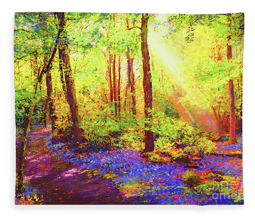 Landscape Fleece Blanket featuring the painting Bluebell Blessing by Jane Small