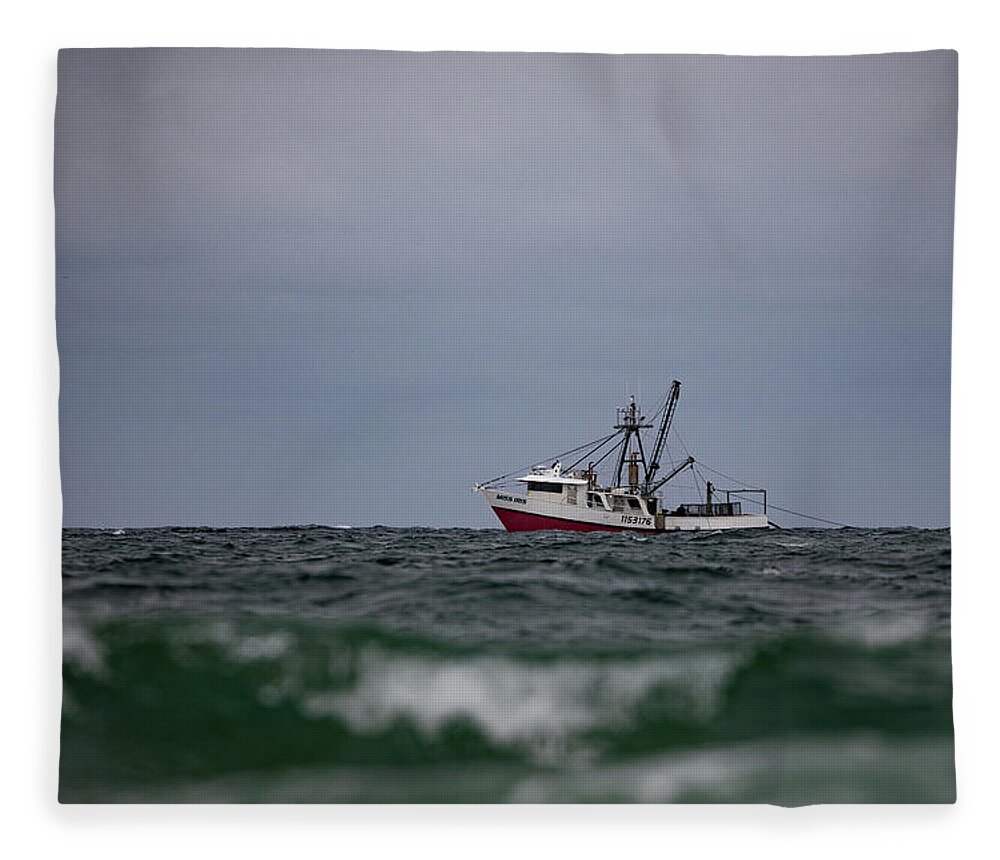 Boat Fleece Blanket featuring the photograph Boat and Waves by Denise Kopko