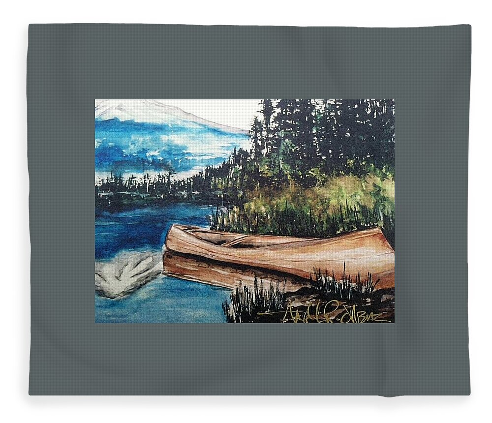  Fleece Blanket featuring the painting Boat by Angie ONeal