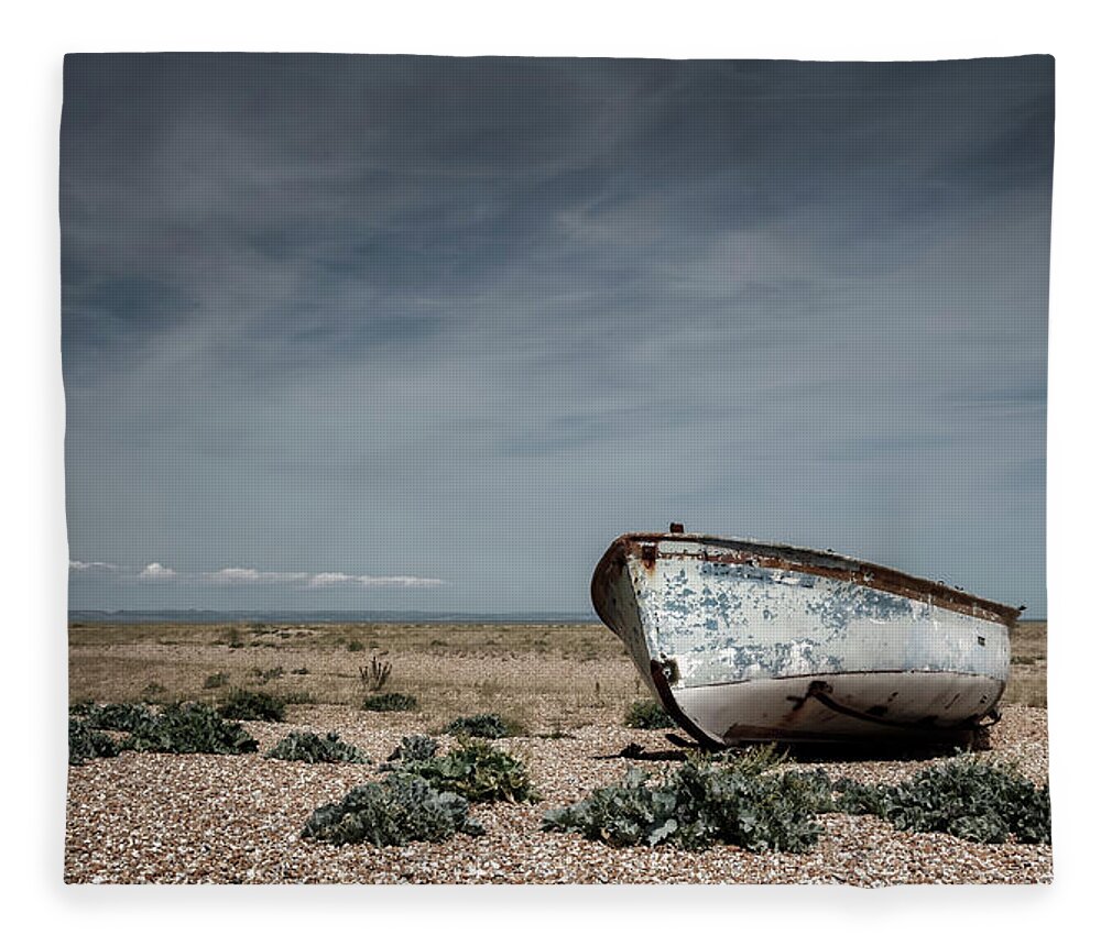 Dungeness Fleece Blanket featuring the photograph Boat On A Beach by Rick Deacon