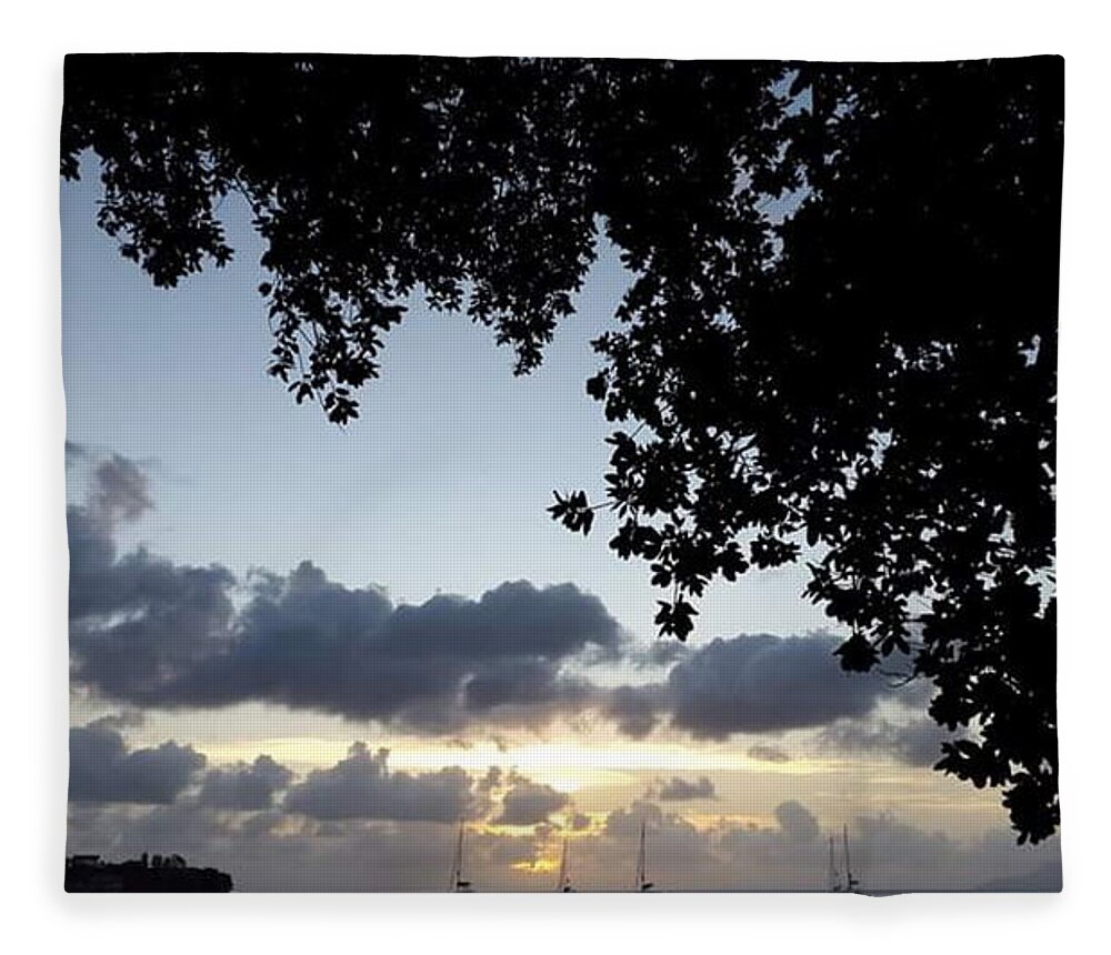 All Fleece Blanket featuring the digital art Boats Coming Home in Seychelles KN15 by Art Inspirity