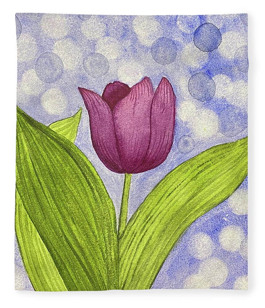 Tulip Fleece Blanket featuring the painting Bokeh Tulip by Lisa Neuman