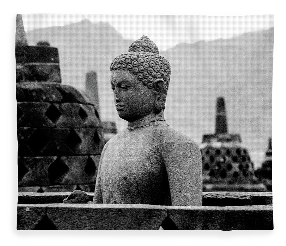 Borobudur Fleece Blanket featuring the photograph In Search Of The Sacred - Borobudur Temple, Java, Indonesia by Earth And Spirit