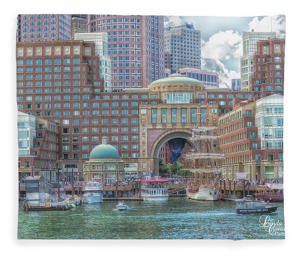 Boston Harbor Fleece Blanket featuring the photograph Boston Harbor by Linda Constant