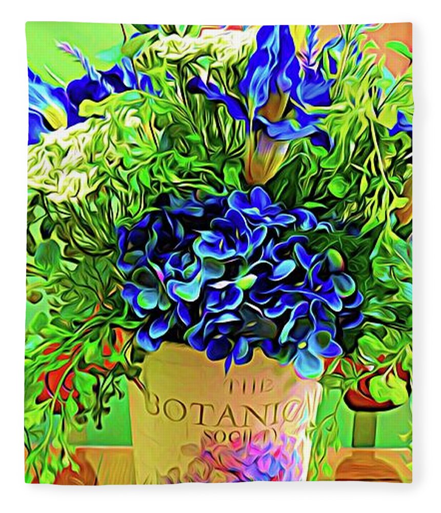 Botanical Society Floral Arrangement Abstract Expressionist Effect Fleece Blanket featuring the photograph Botanical Society Floral Arrangement Abstract Expressionist Effect by Rose Santuci-Sofranko