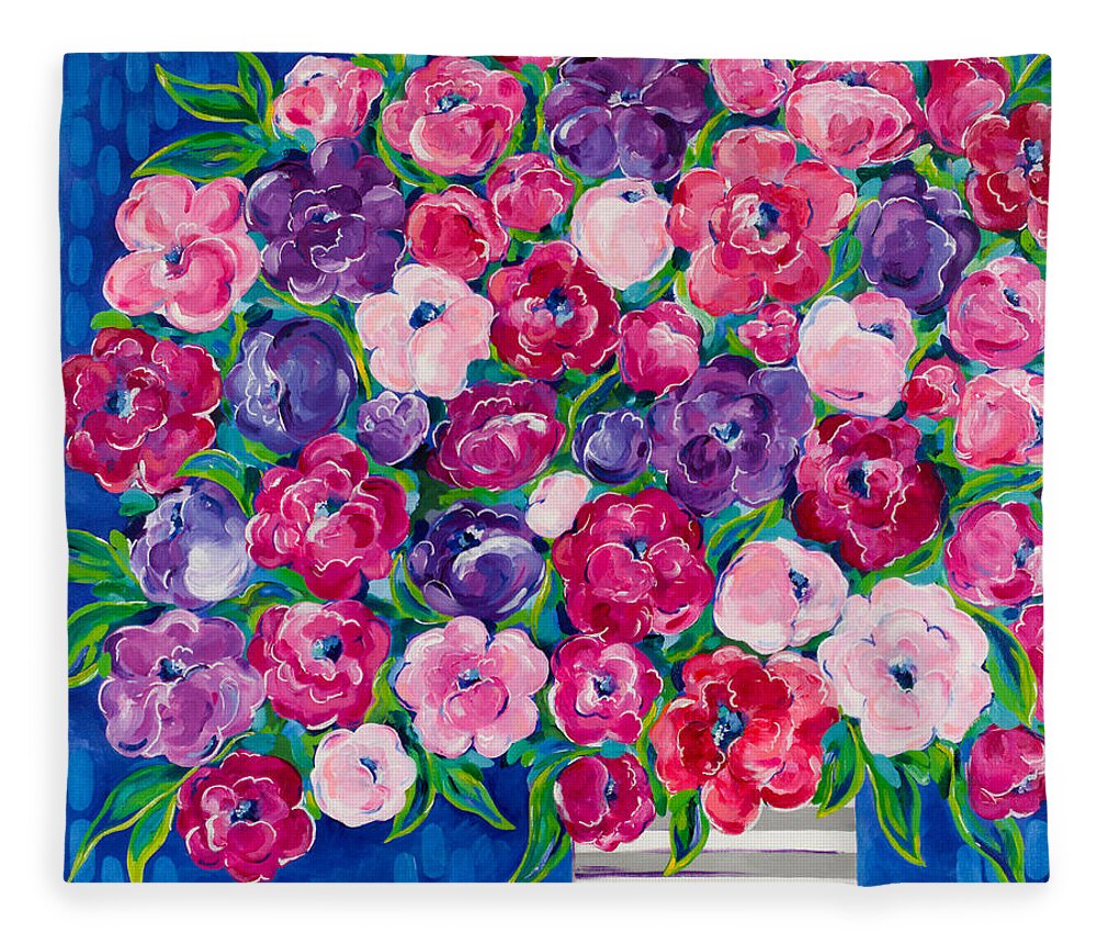 Flower Bouquet Fleece Blanket featuring the painting Bountiful by Beth Ann Scott
