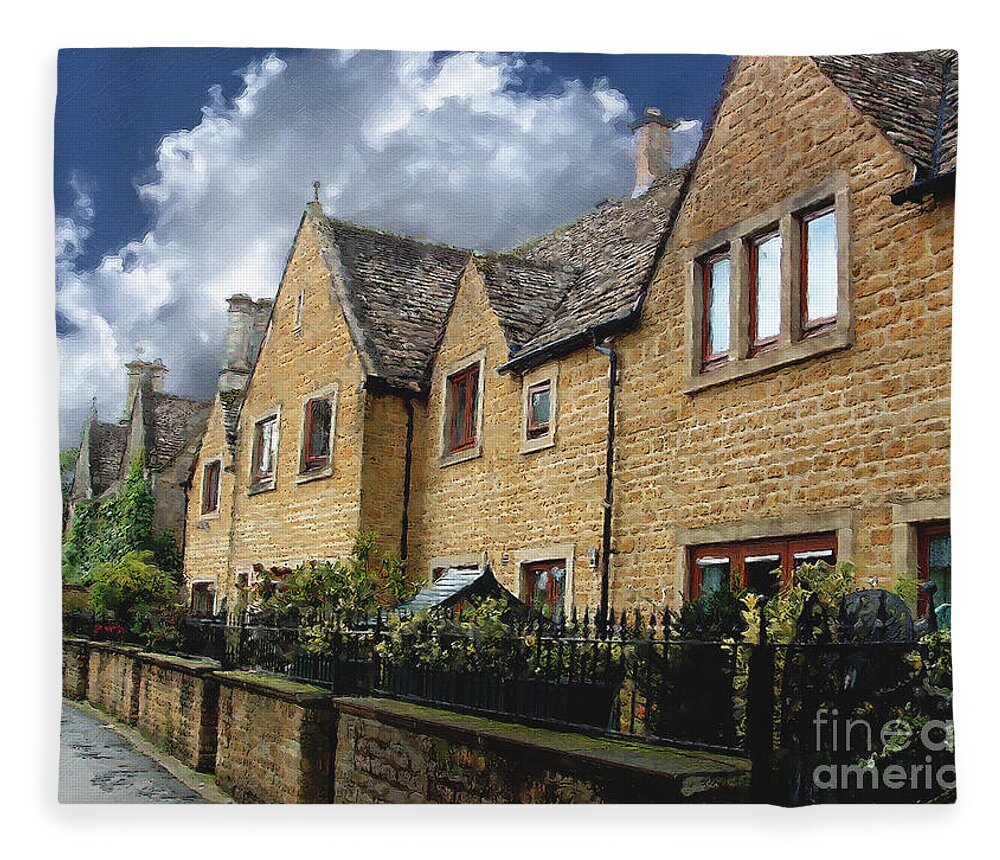 Bourton-on-the-water Fleece Blanket featuring the photograph Bourton Row Houses by Brian Watt