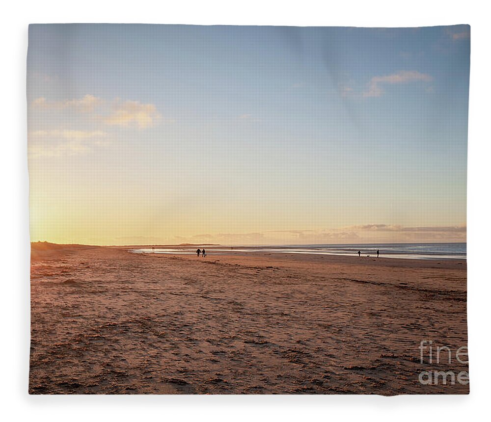 Brancaster Fleece Blanket featuring the photograph Brancaster Beach North Norfolk at sunset by Simon Bratt