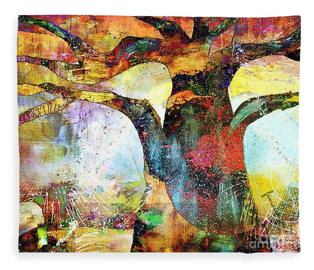 Fania Simon Fleece Blanket featuring the painting Branching Out by Fania Simon