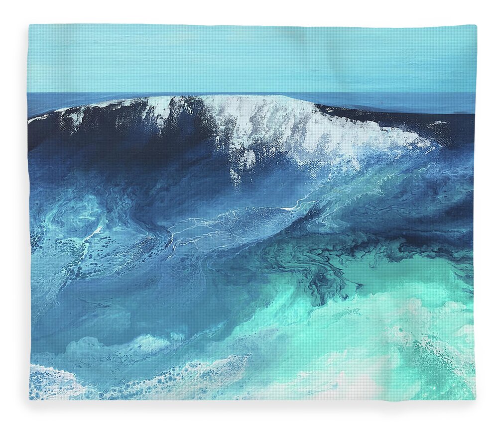 Breaking Fleece Blanket featuring the mixed media Breaking Wave by Linda Bailey